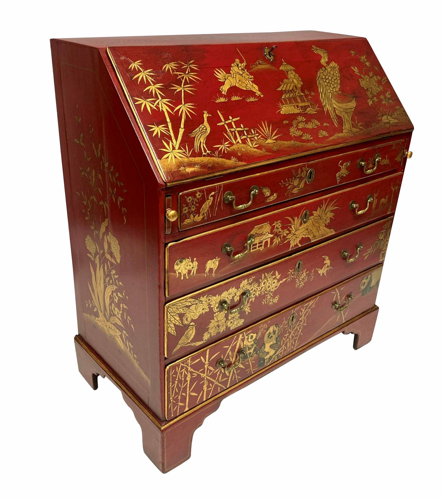 A George III Scarlet Gilt Japanned Desk photo furniture