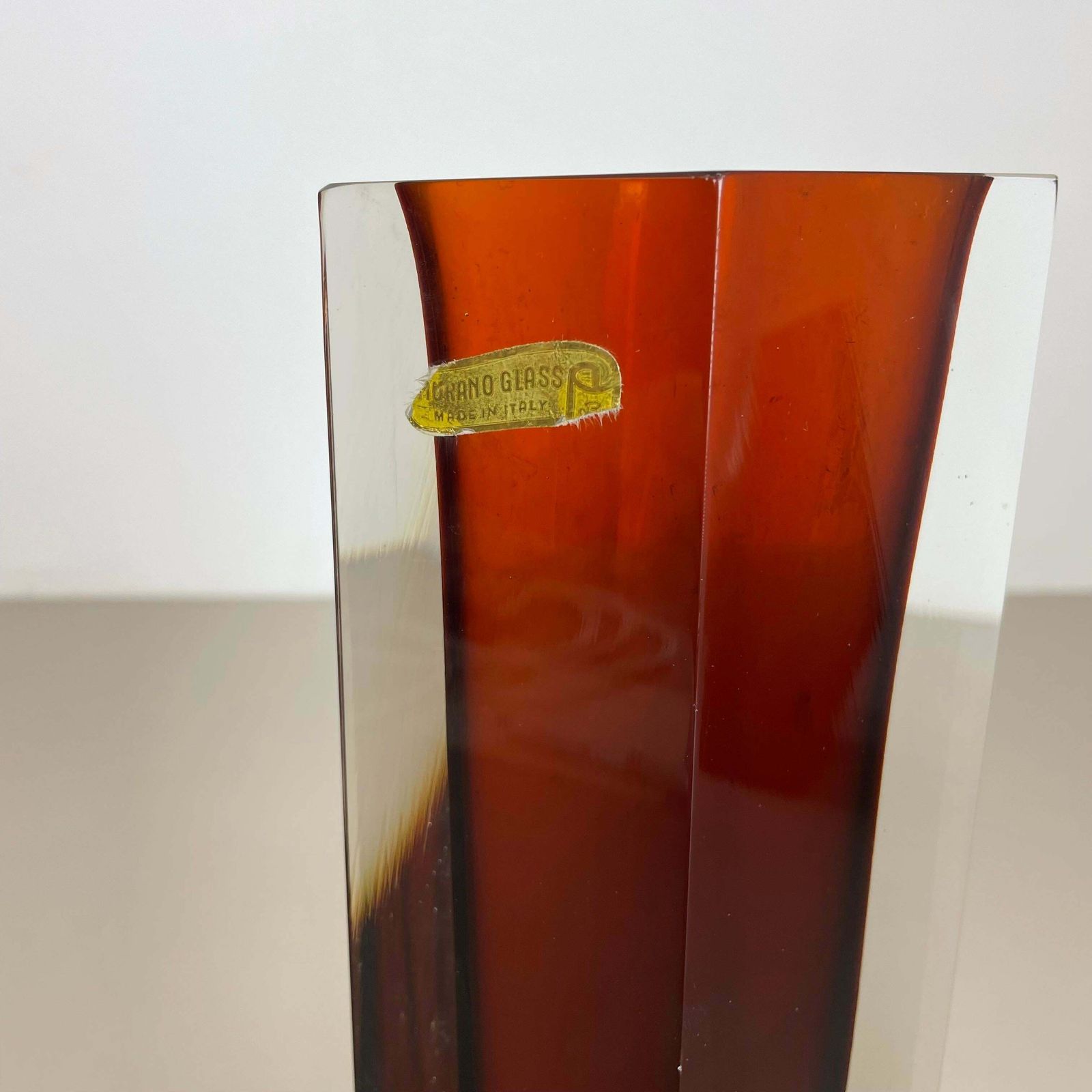 photo furniture Large Ochre Murano Glass Sommerso Vase, Flavio Poli Attributed, Italy 1970s £621.53