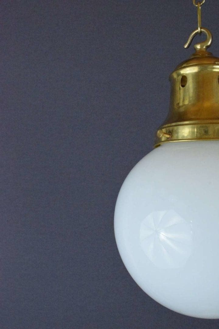 Kate’ Medium Sized Opaline Globe Light With Brass Gallery photo Lighting