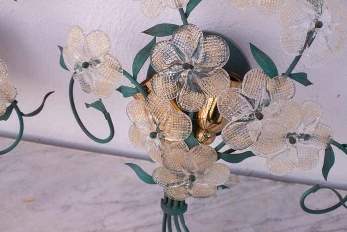 Set Of 2 Murano Wall Light Flower By Seguso For Venini, Italy, 1960s photo vintage