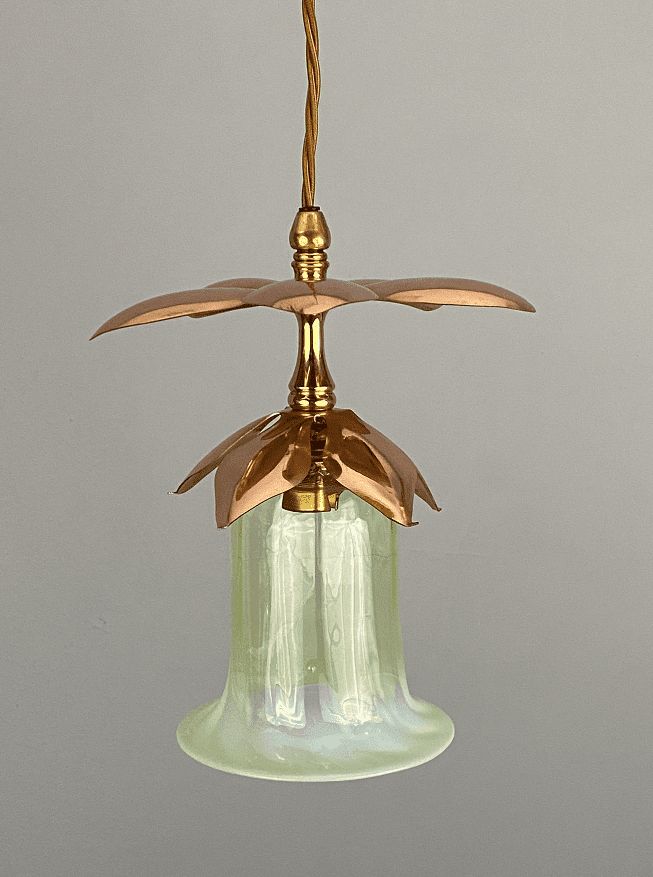 The Copper Petal’ Art Nouveau Light With Vaseline Glass Shade photo furniture