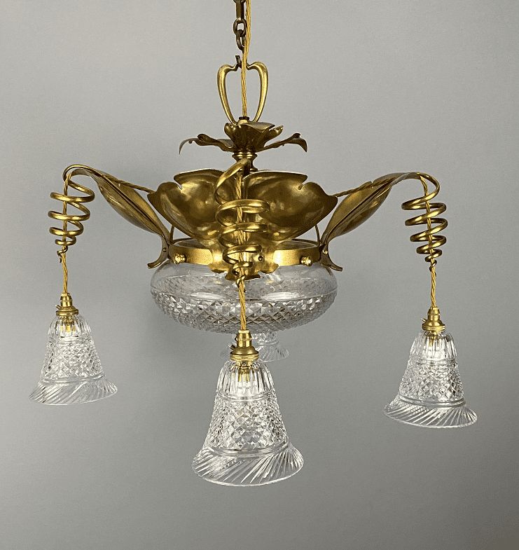 Art Nouveau Spring Chandelier  In The Manner Of Was Benson