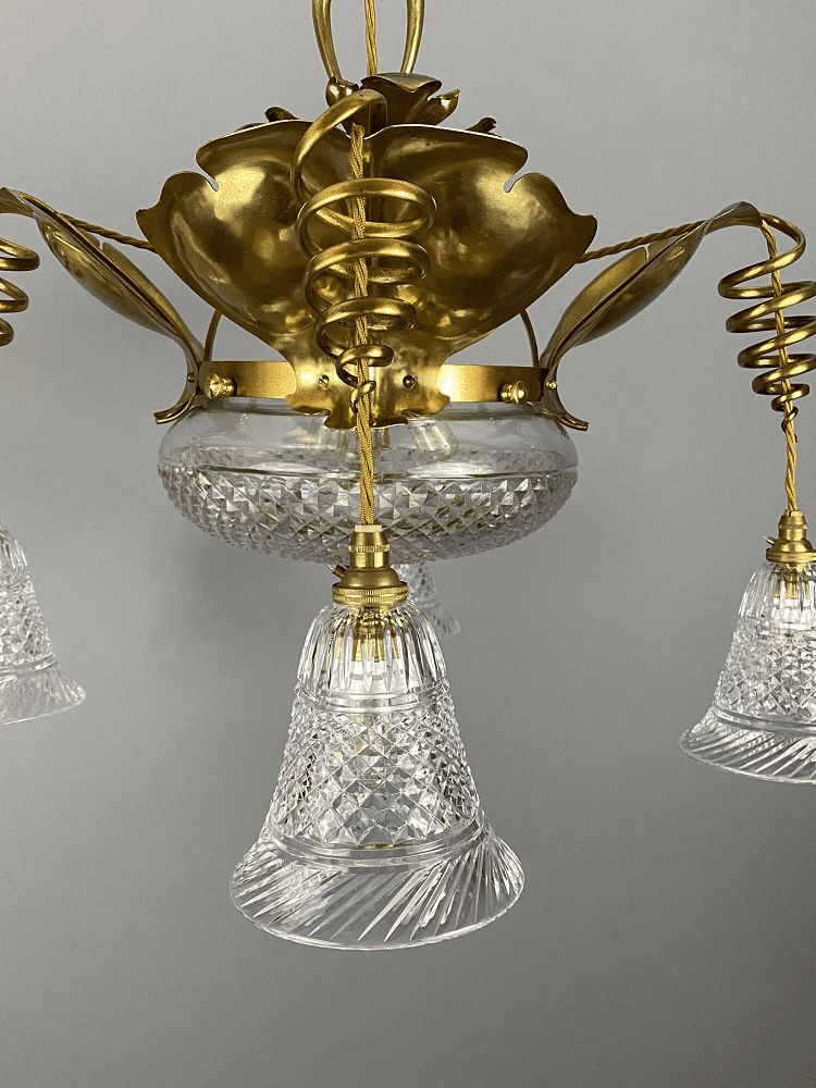 Art Nouveau Spring Chandelier  In The Manner Of Was Benson photo for sale
