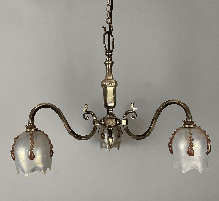 Nickel Plated Chandelier With Frosted Glass Shades