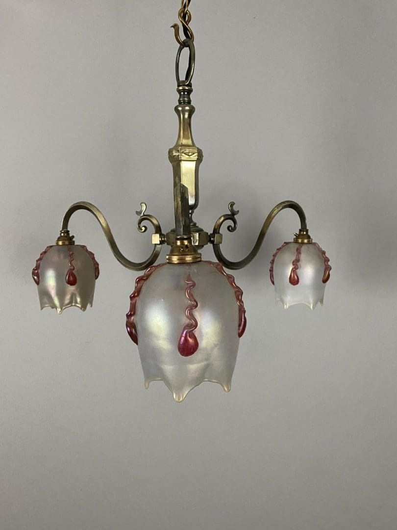 Nickel Plated Chandelier With Frosted Glass Shades photo Lighting