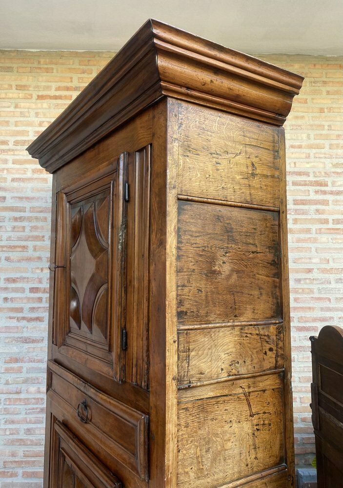 Antique Dutch Baroque Light Oak Cupboard Or Cabinet, 18th Century photo vintage