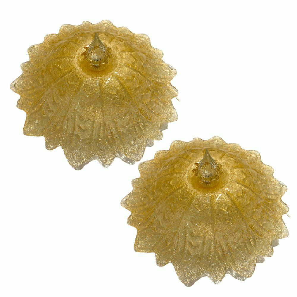 Murano Glass Flushmounts, 1980s, Set Of 2