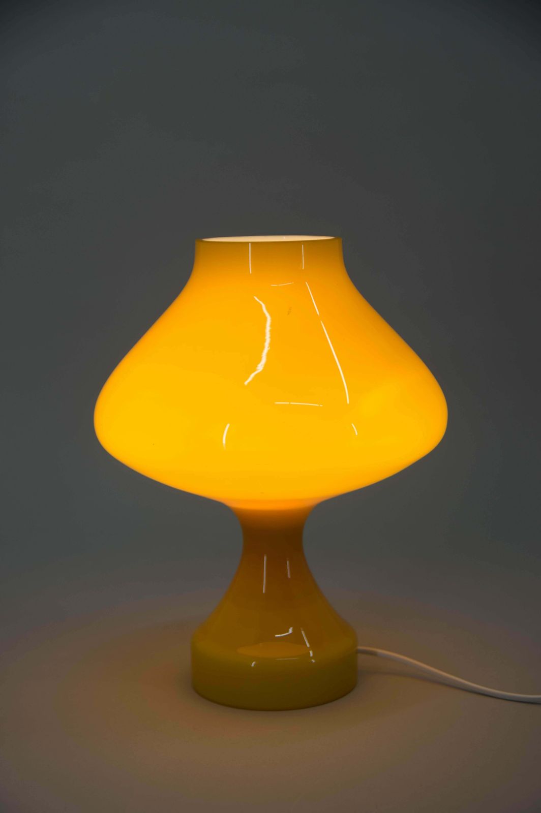 All Glass Yellow Table Lamp By Valasske Mezirici, 1970s photo vinterior
