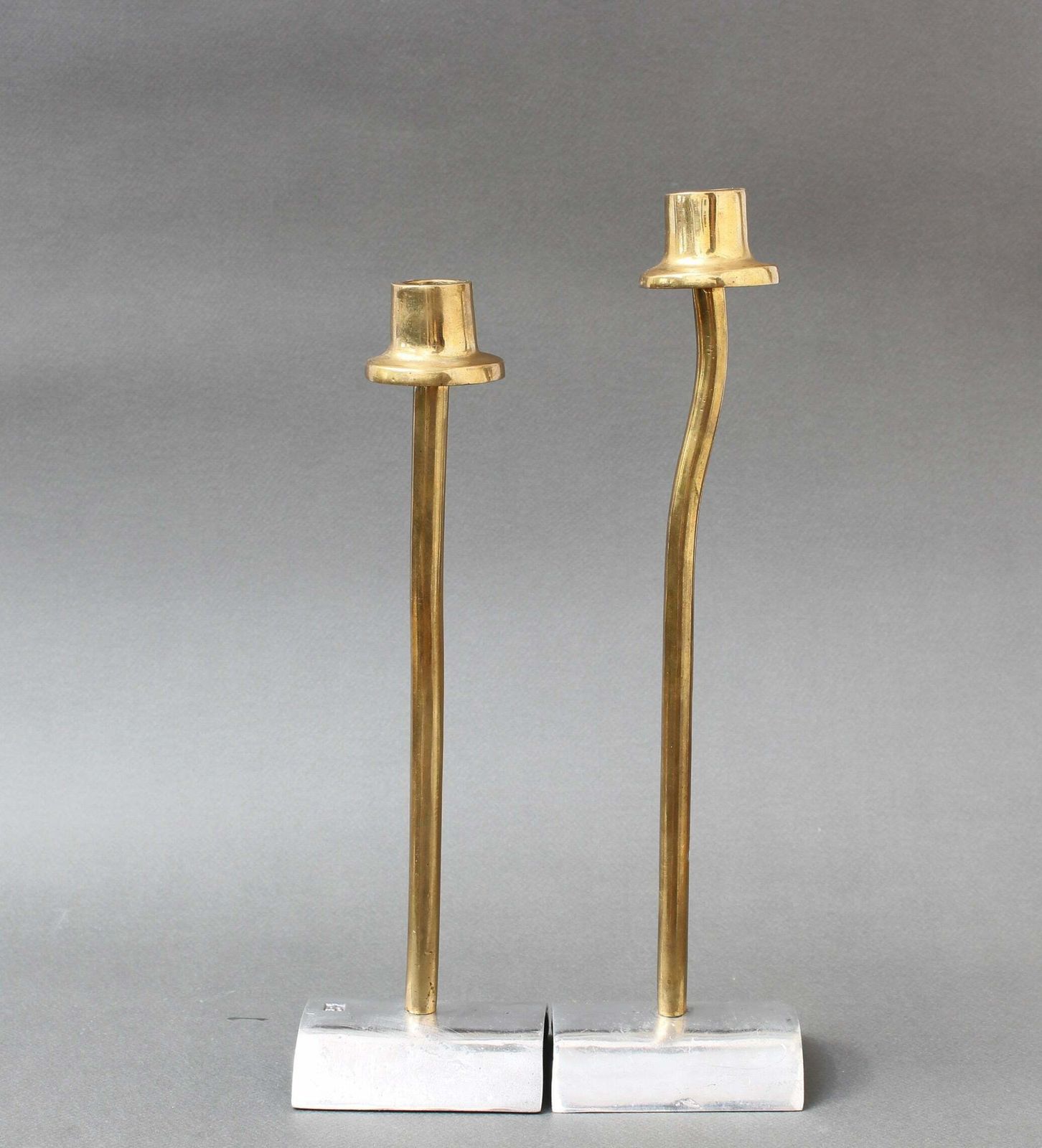 Pair Of Brutalist Aluminium And Brass Candlesticks By David Marshall (Circa 1980s) photo furniture