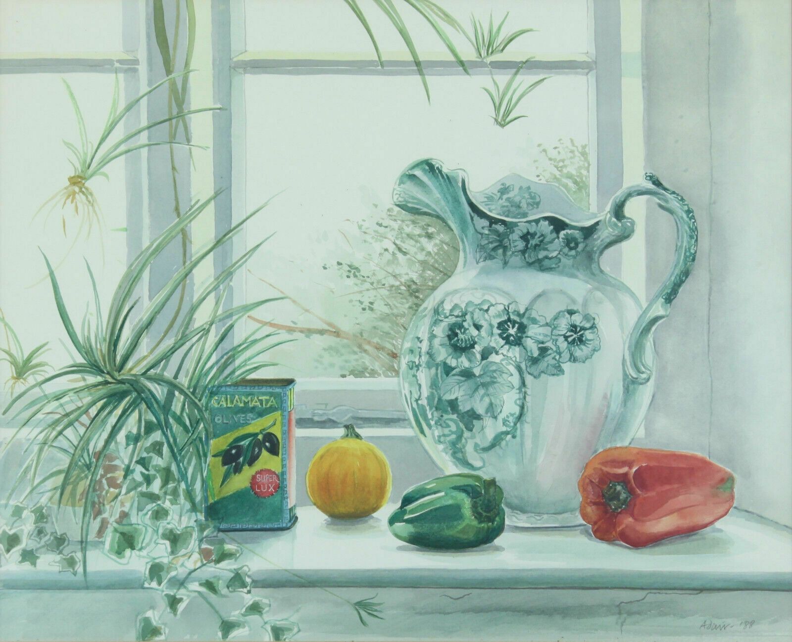 Watercolour By Hilary Adair. Titled "Window With Peppers" photo furniture