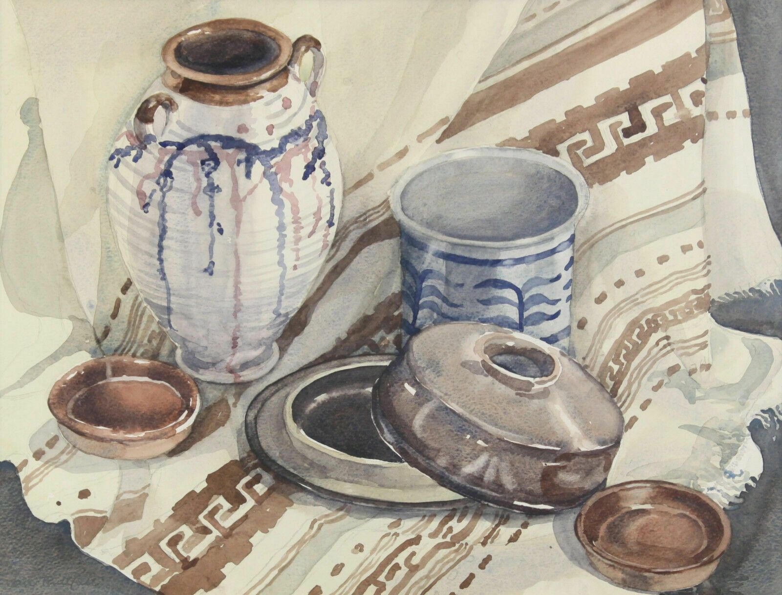 Watercolour By Jan Faithfull. Titled "Greek Pots" photo furniture