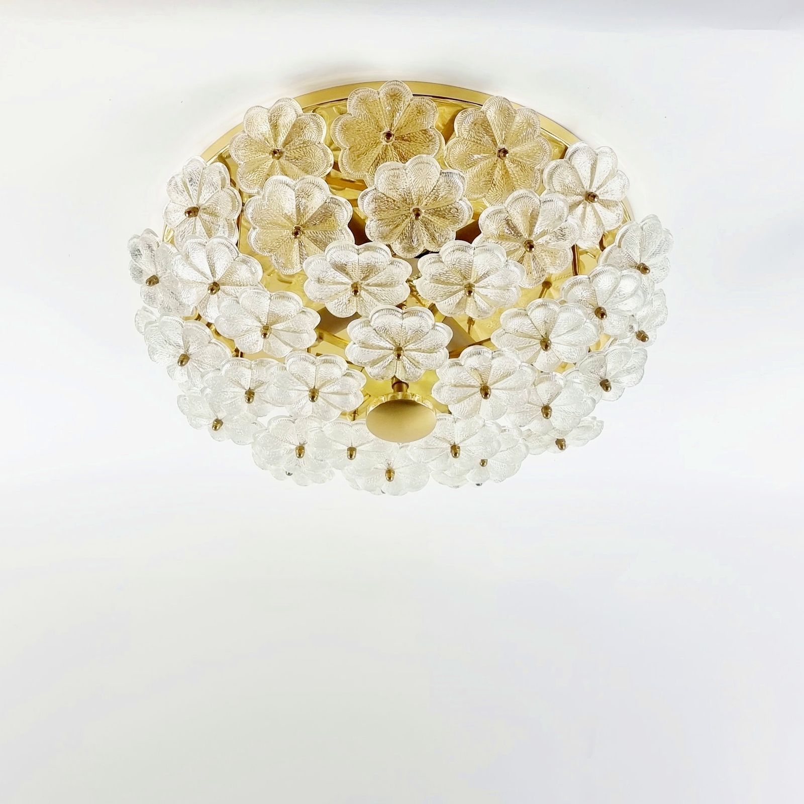 Xl Mid Century Floral Murano Glass Ceiling Light By Ernst Palme, Germany, 1970s photo for sale