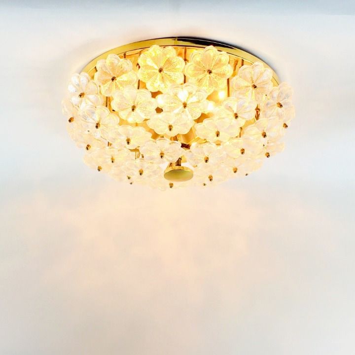 Xl Mid Century Floral Murano Glass Ceiling Light By Ernst Palme, Germany, 1970s photo vinterior