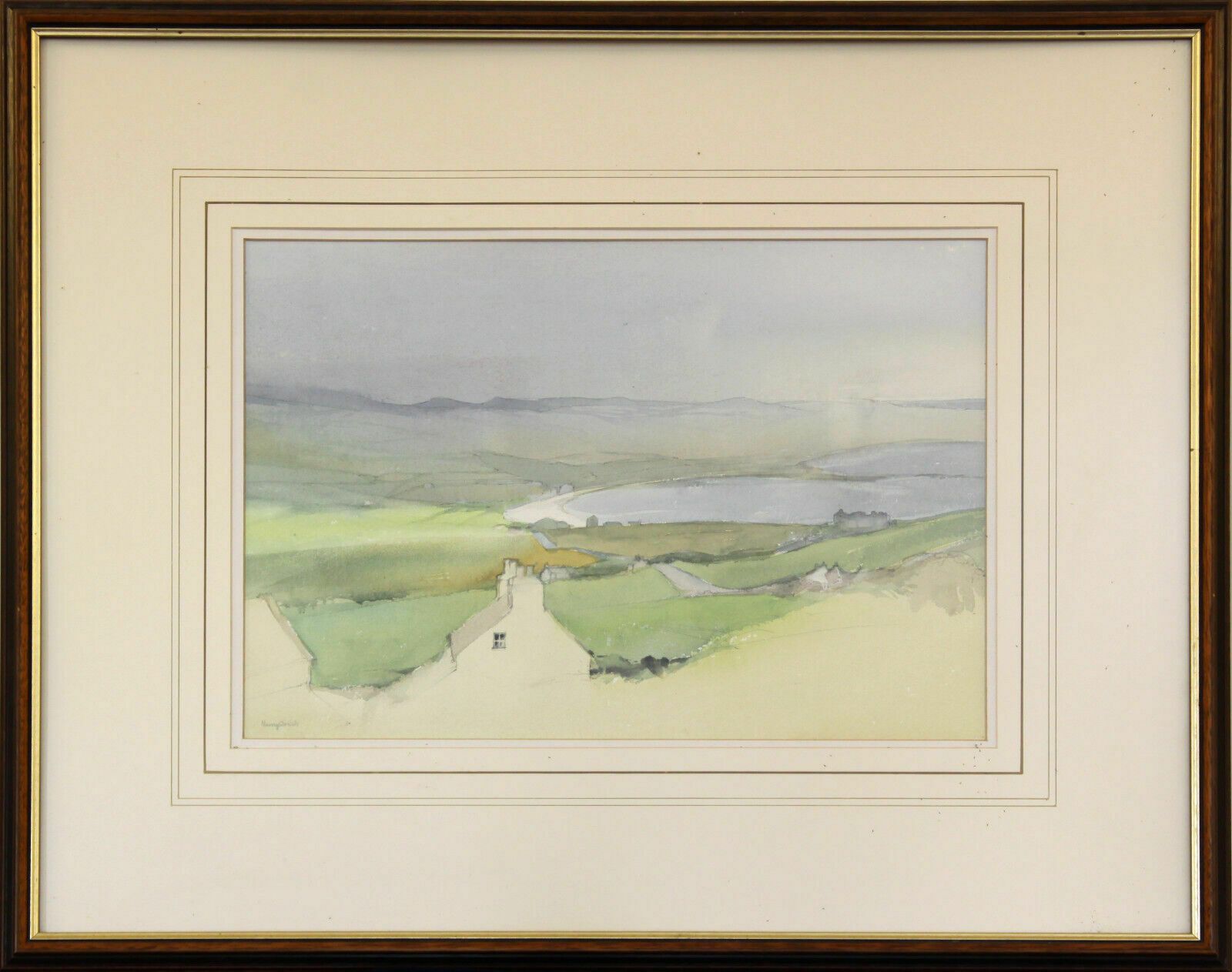 Watercolour By Nancy Corkish. Coastal Bay Landscape