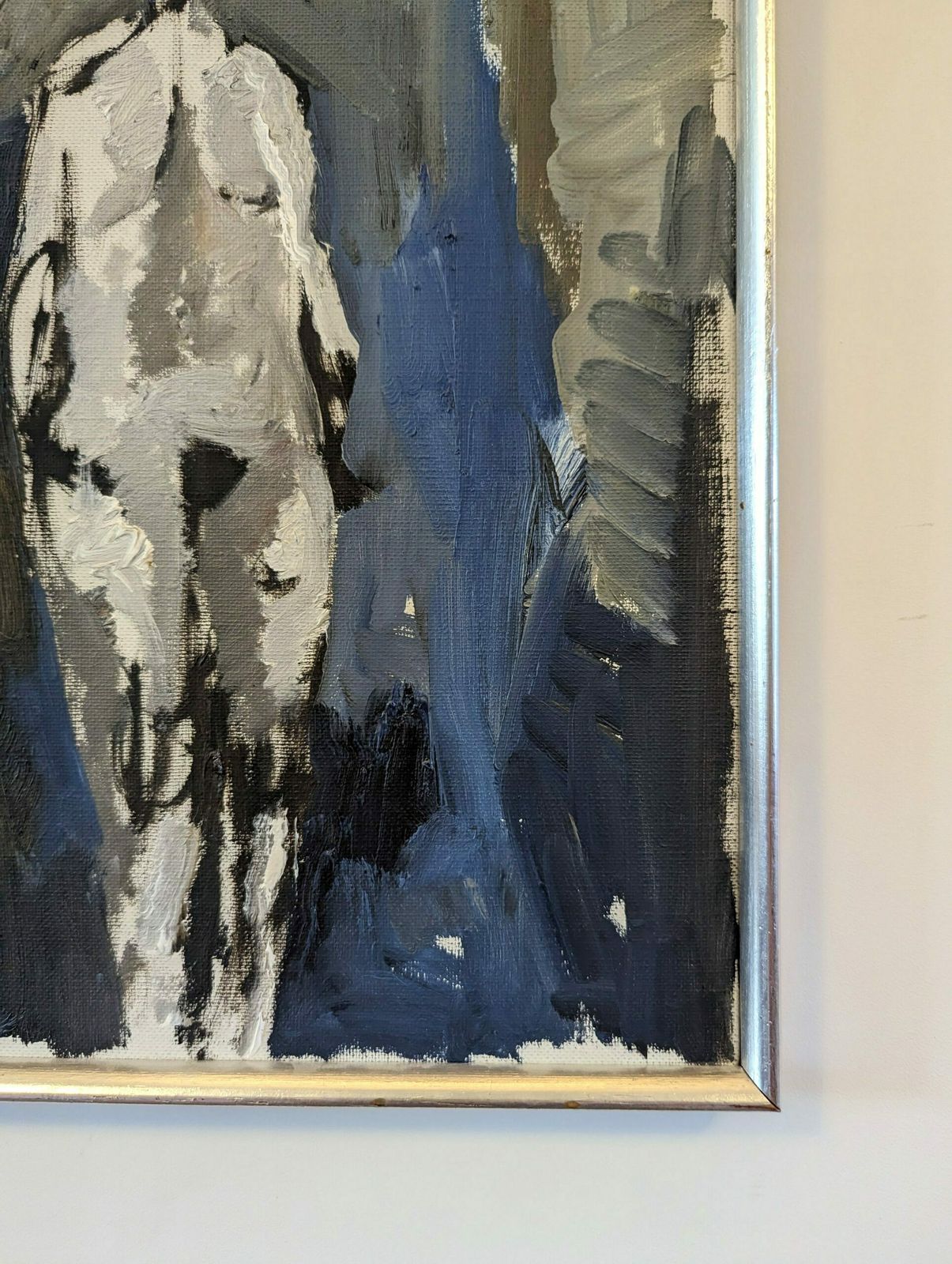 Vintage Swedish Framed Nude Oil Painting, In The Shadows, 1970s photo vintage