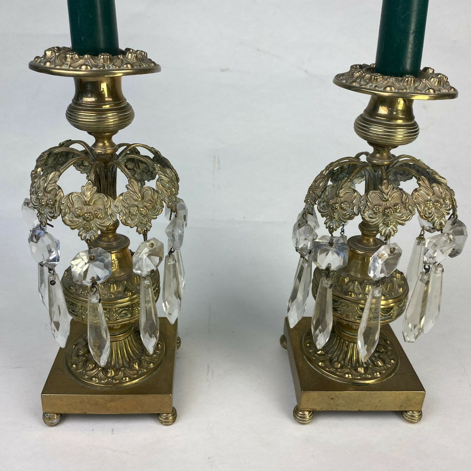 Pair Of Gilt And Glass Lustre Drop Candlesticks photo furniture