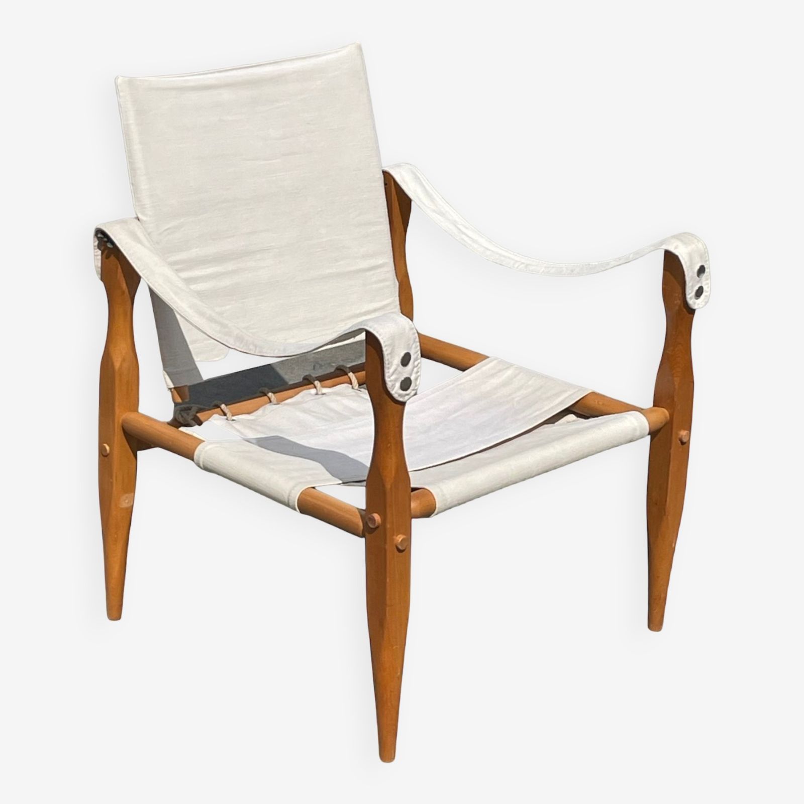 Vintage Safari Chair 1960s Denmark With Canvas Minimalist Design