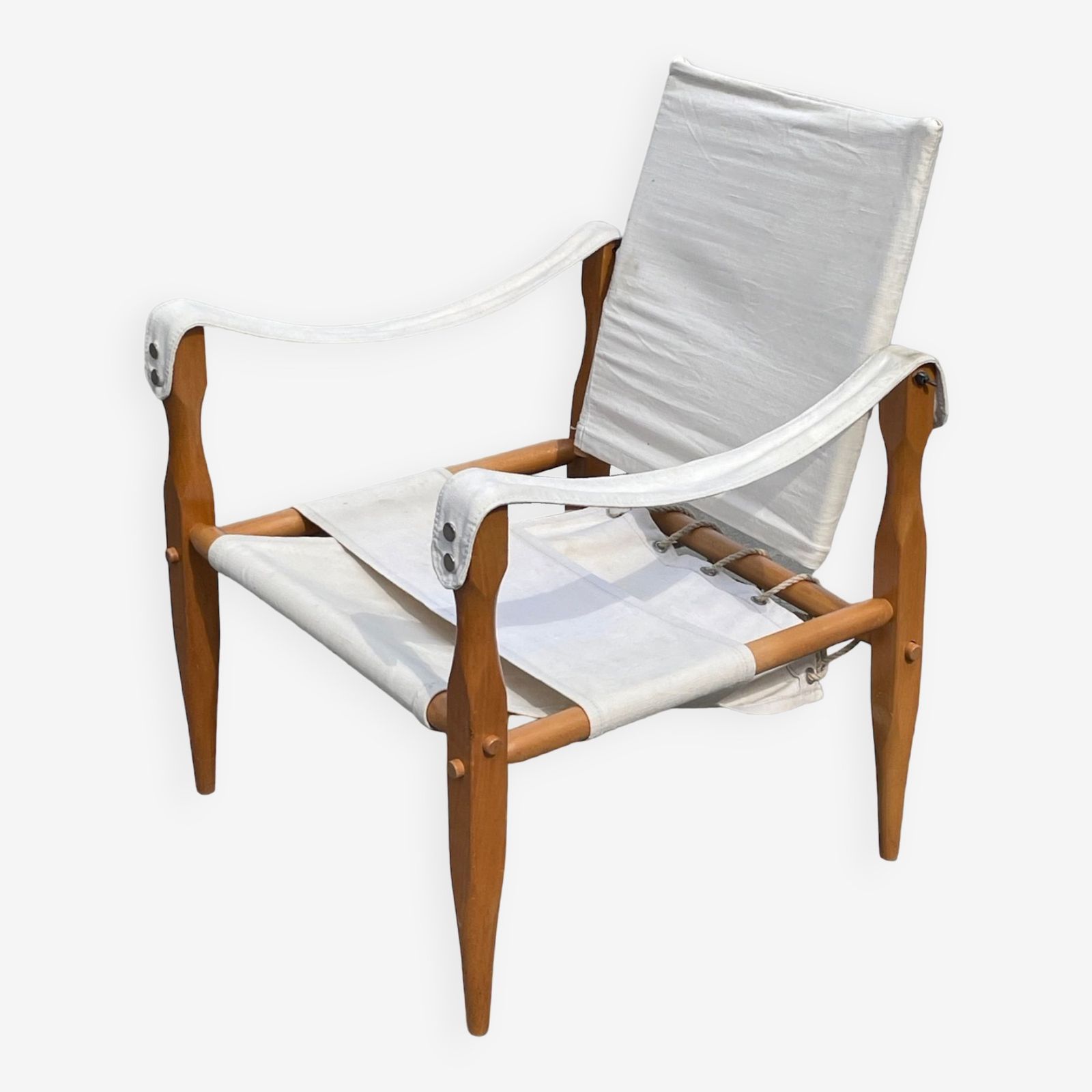Vintage Safari Chair 1960s Denmark With Canvas Minimalist Design