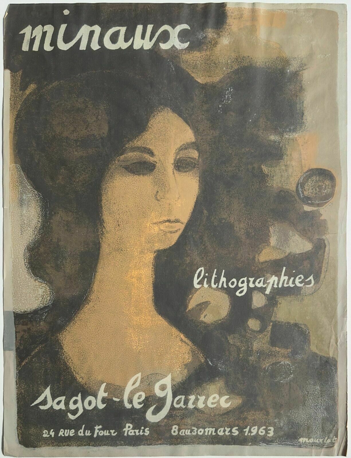 André Minaux   Lithograph Poster Mourlot   Expo Sagot Le Garrec Paris 1963