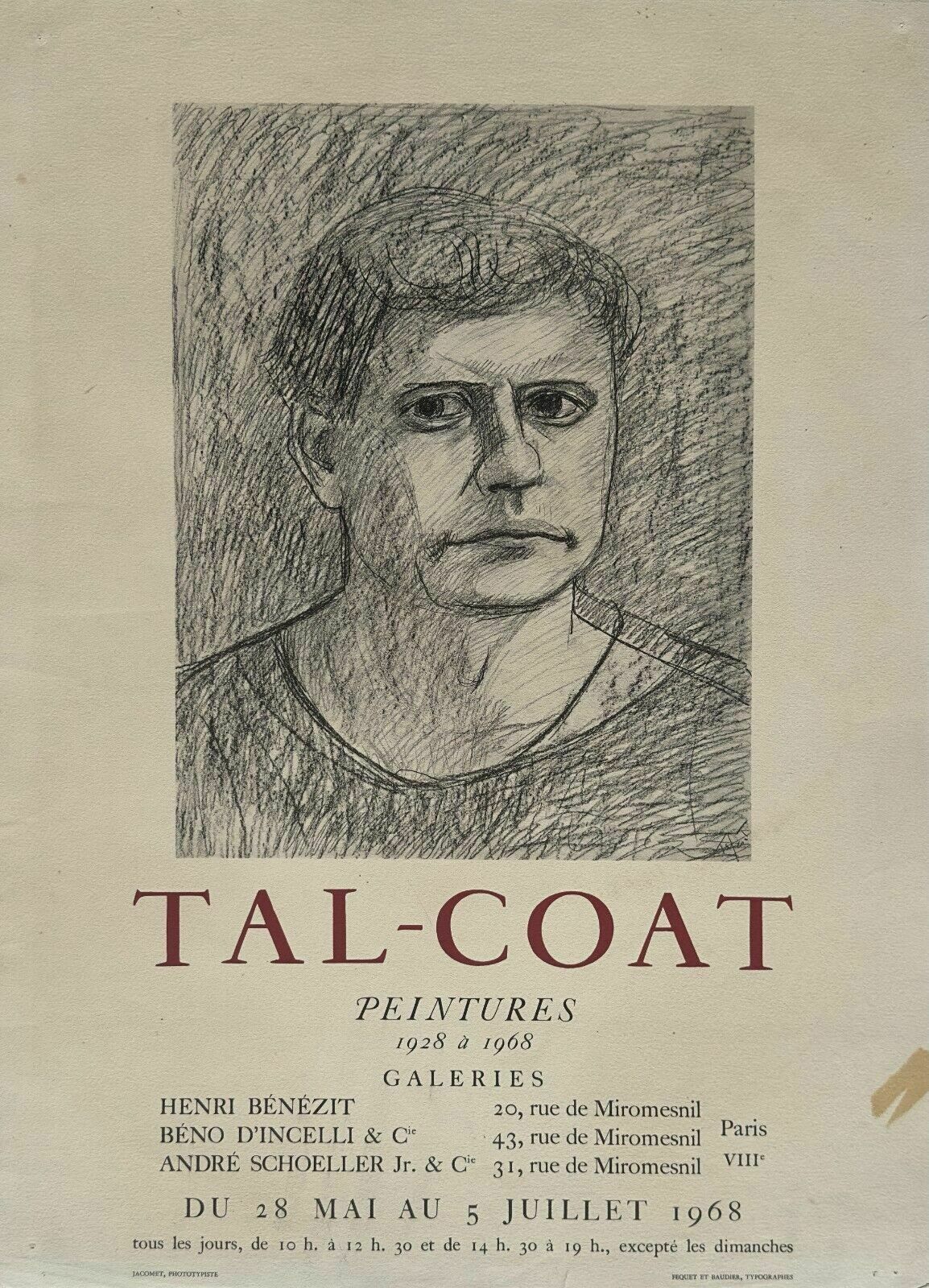 Tal Coat   Vintage Art Poster 1968 Expo Paintings Exhibition Paintings