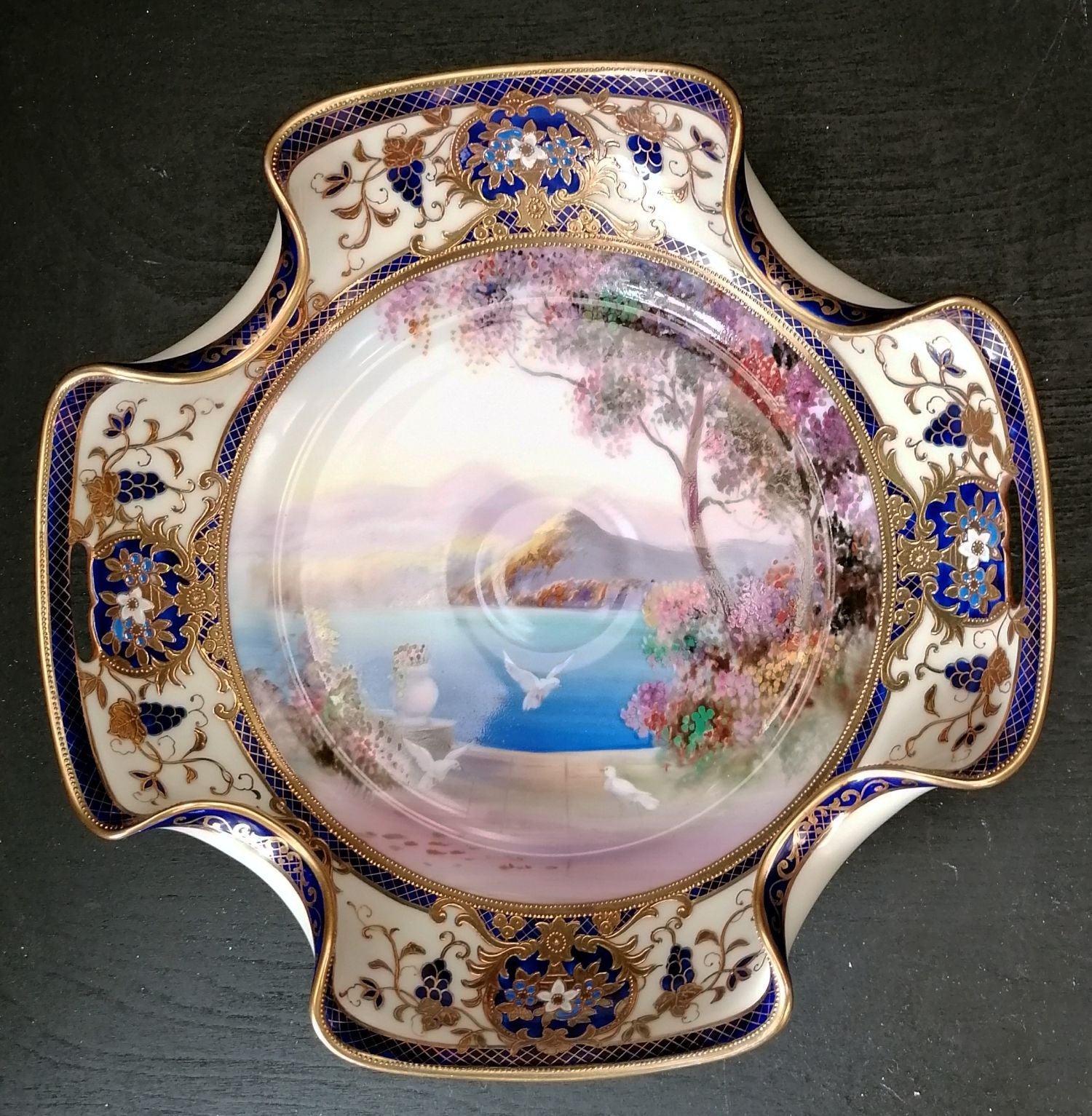 Noritaki Vintage Bon Bon Dish. Stunning Hand Painted, Gold Trim. Rare! Ref 5044 photo furniture