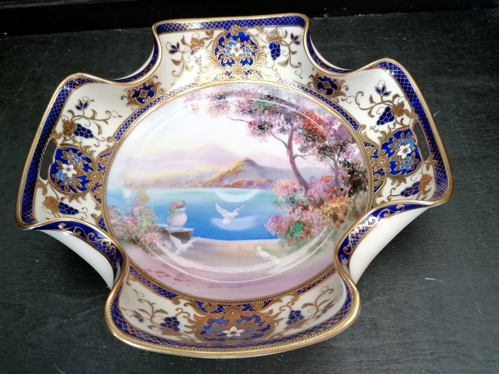 photo for sale Noritaki Vintage Bon Bon Dish. Stunning Hand Painted, Gold Trim. Rare! Ref 5044