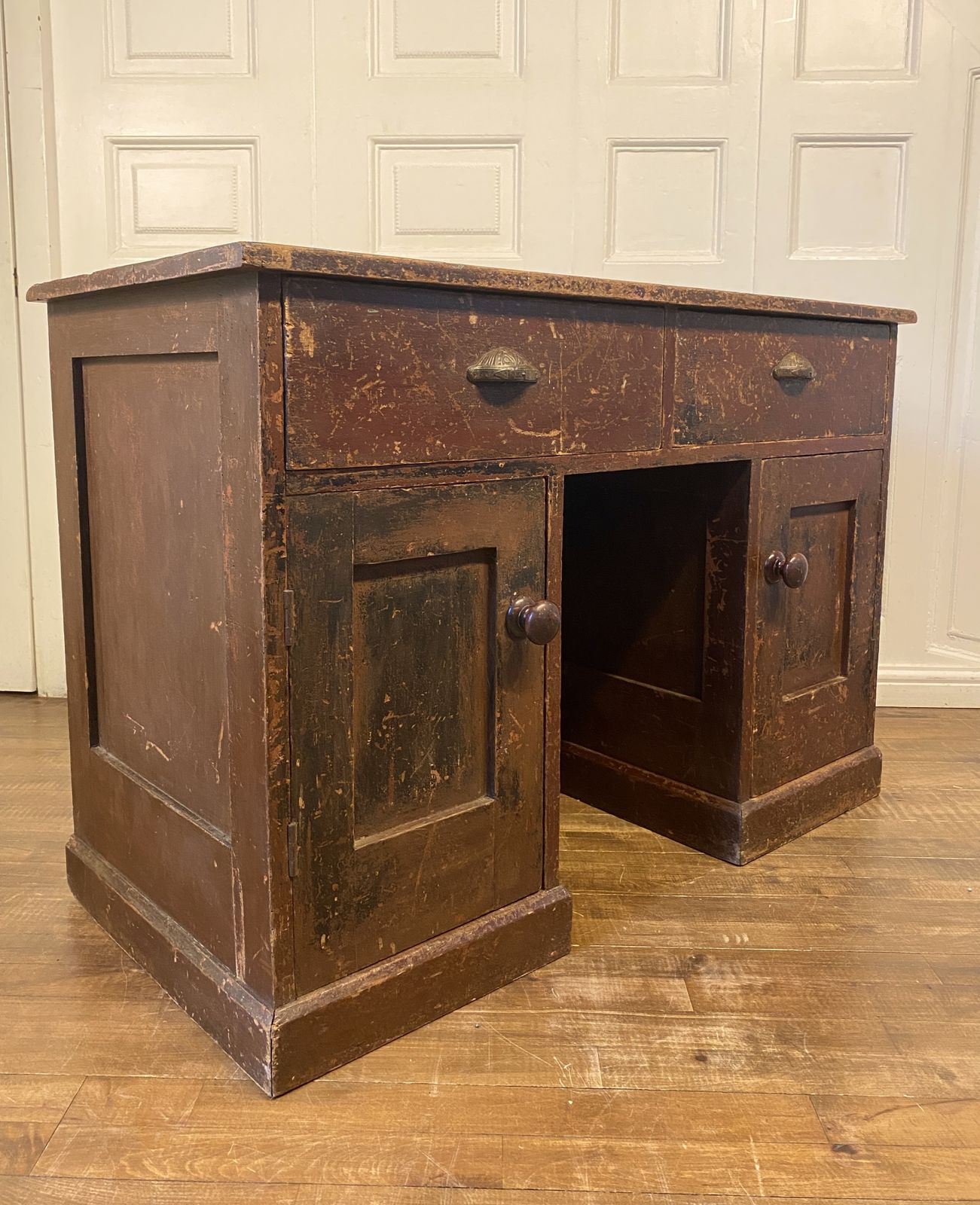Antique 1880s Kneehole Desk In Original Beautiful Time Worn Paint. photo buy