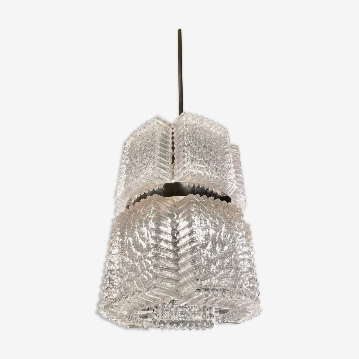 Chandelier By Kaiser Leuchten, Frosted Glass, Germany 1960