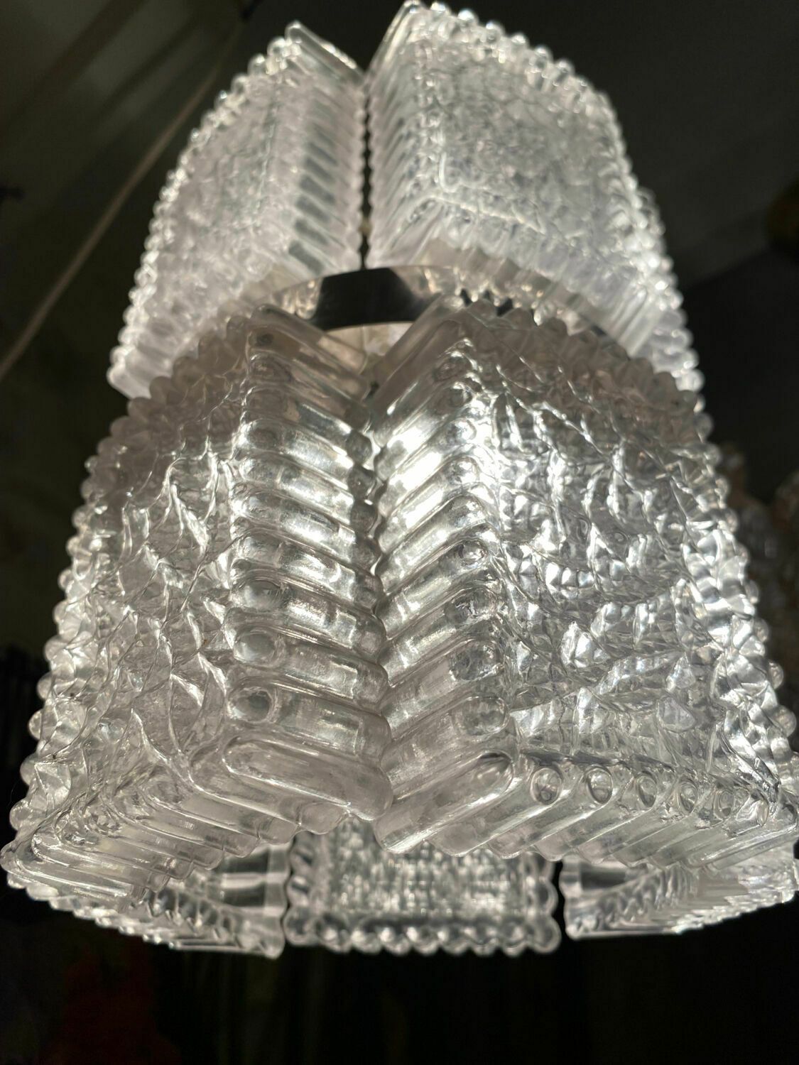 Chandelier By Kaiser Leuchten, Frosted Glass, Germany 1960 photo furniture