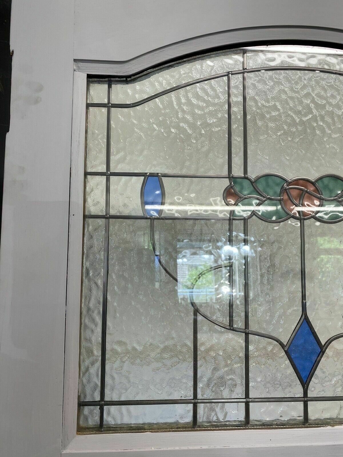 1057.0 Art Deco Style Front Door Period Stained Glass Old Reclaimed Antique Lead 20s 30 photo