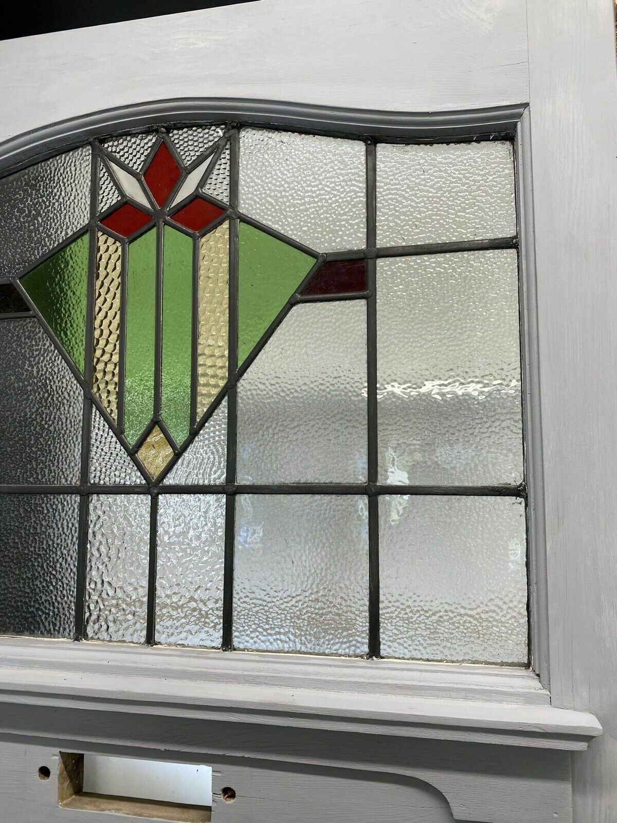 Art Deco Front Door Period Stained Glass Old Reclaimed Antique Lead Wood 20s 30s photo vinterior