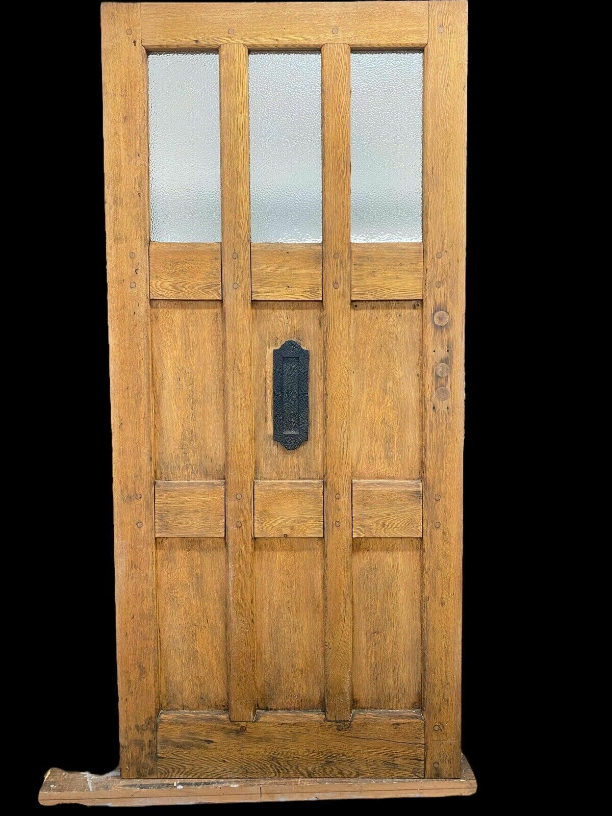 Solid Oak Front Door Old Period Antique Reclaimed Hardwood Glazed Cast Iron Oils