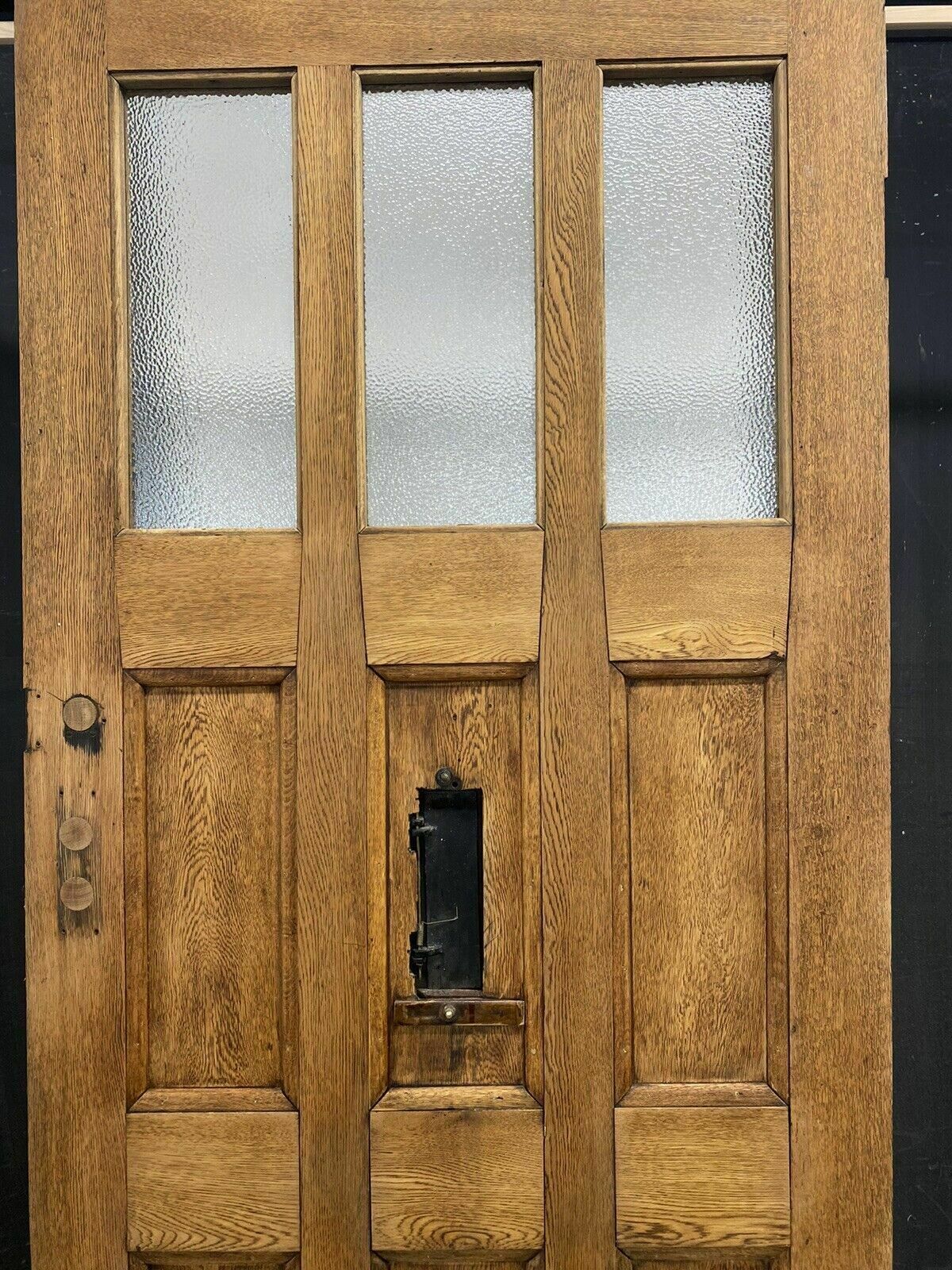 Home Fixtures Solid Oak Front Door Old Period Antique Reclaimed Hardwood Glazed Cast Iron Oils photo