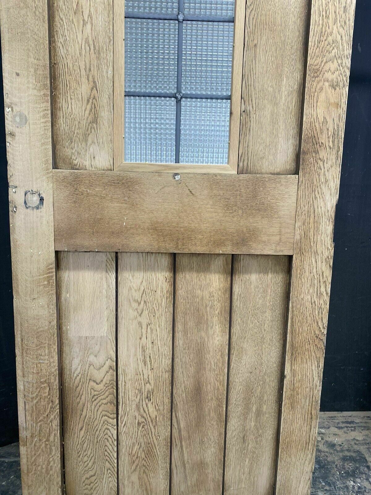Home Fixtures Tall Solid Oak Front Door Old Period Antique Reclaimed Hardwood Glazed Lead photo