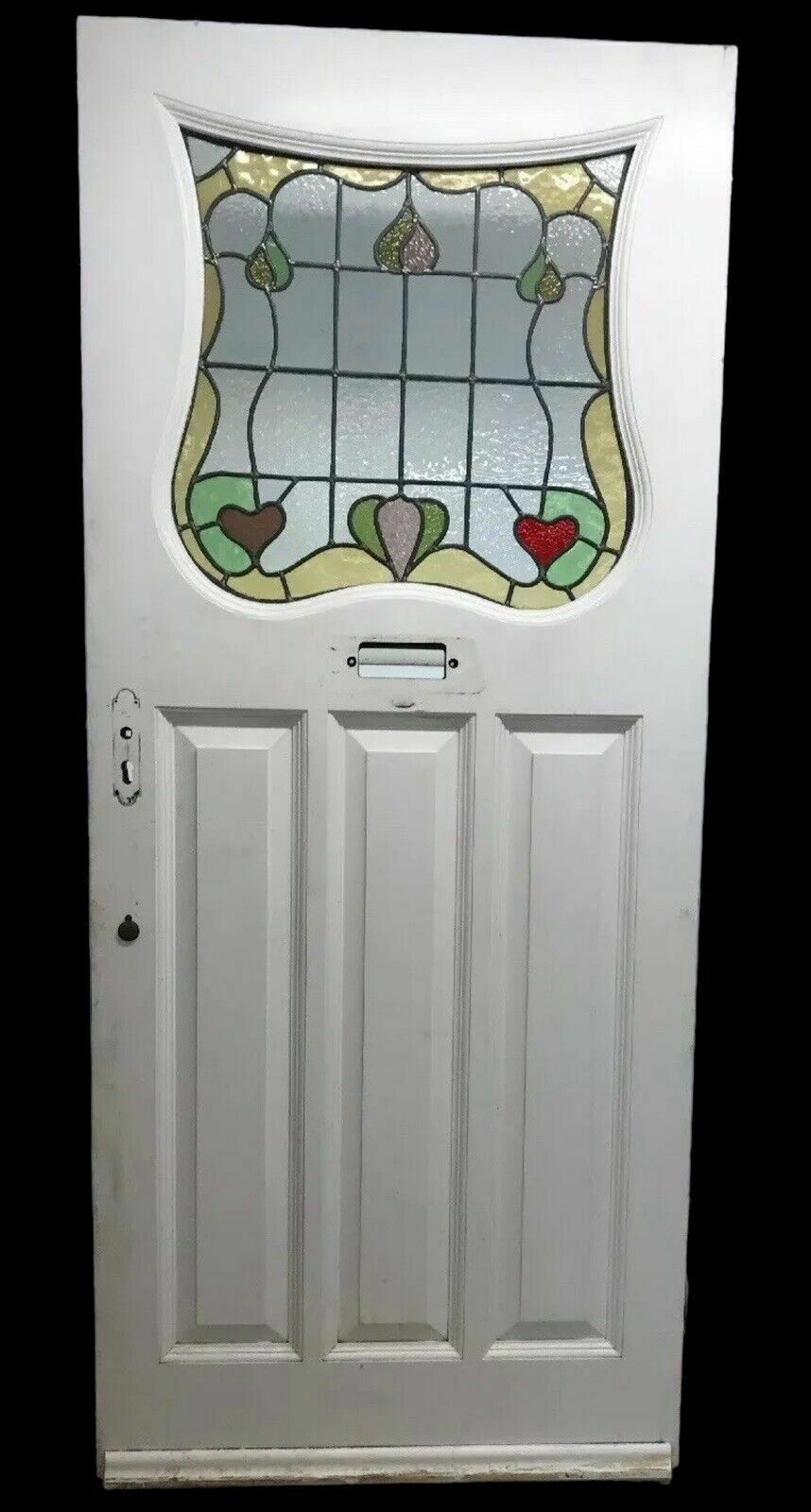 Large Art Deco Stained Glass Front Door Wood Reclaimed Old Period 20s 30s Leaded