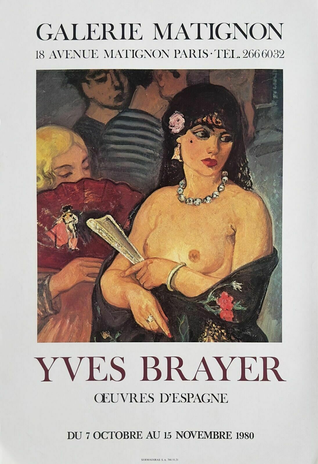 Yves Brayer Vintage Kunstposter Tentoonstellingsposter Galerie Matignon Parijs 1980 Spanje