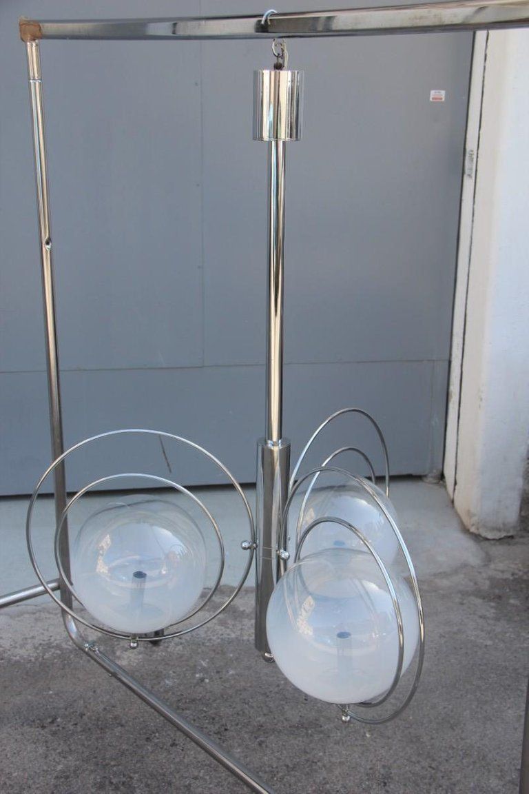 Pop Art Italian Chandelier Chrome Balls Murano Glass Italian Design 1970s Round photo vinterior