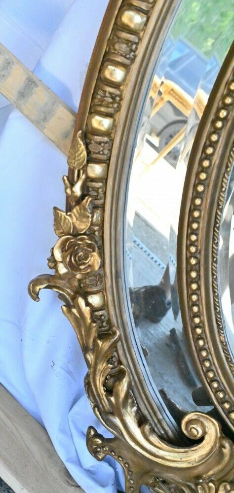 Home Decor Large French Gilt Mirror Oval Cherub Frame Louis XVI photo