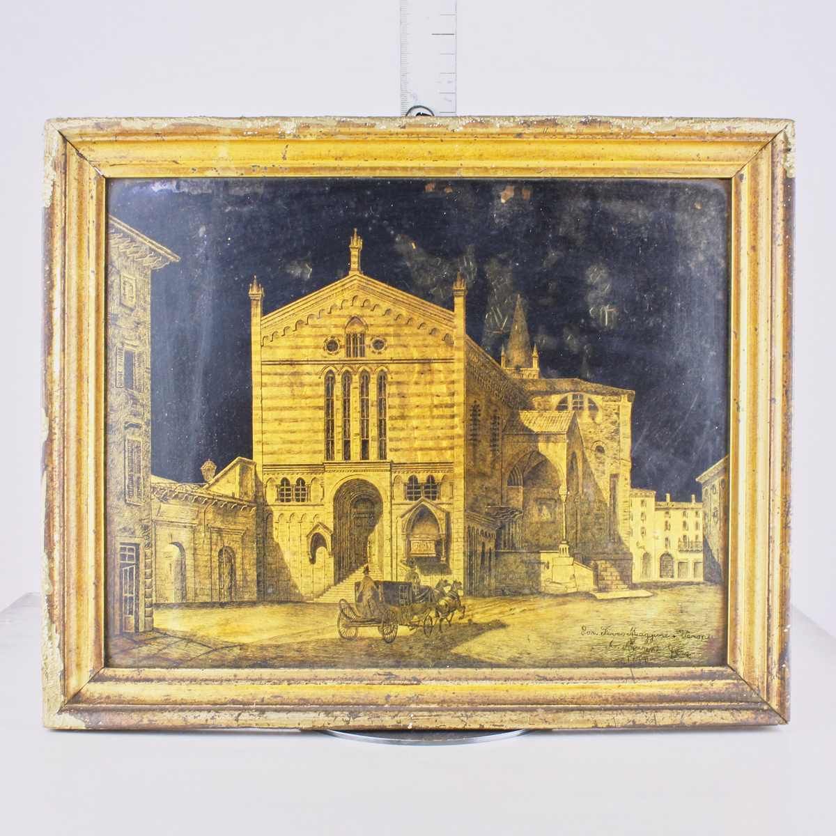 Painting On A Gold Background Glass Plate From 1879 photo furniture