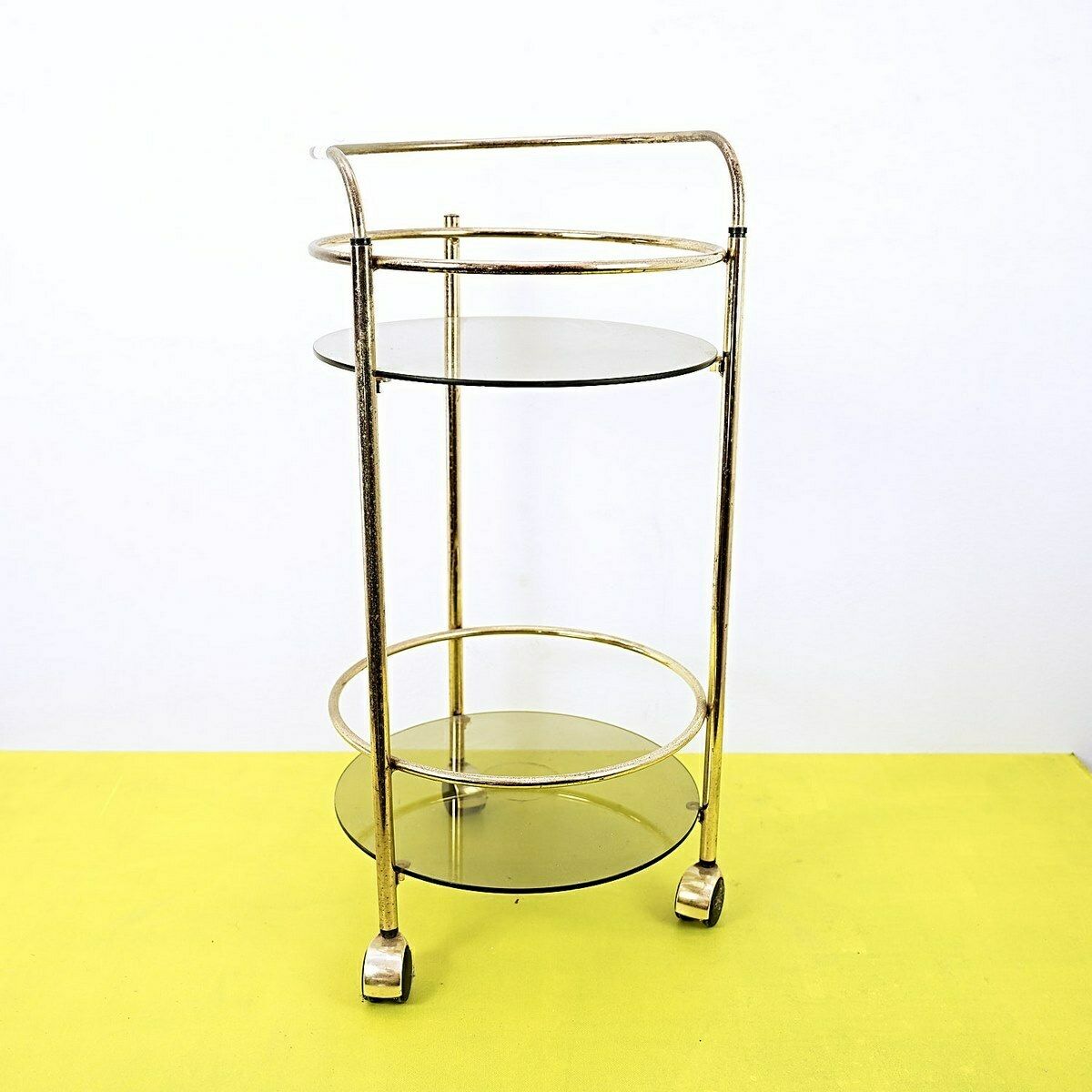 Storage Trolley In Metal And Smoked Glass