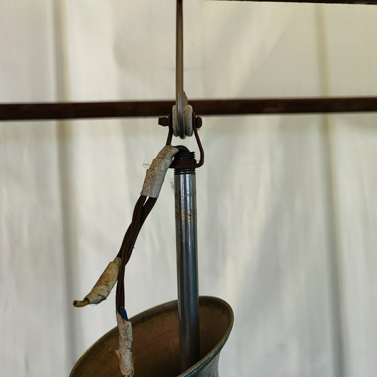 70s Chandelier With Silk Screened Glass Details photo buy