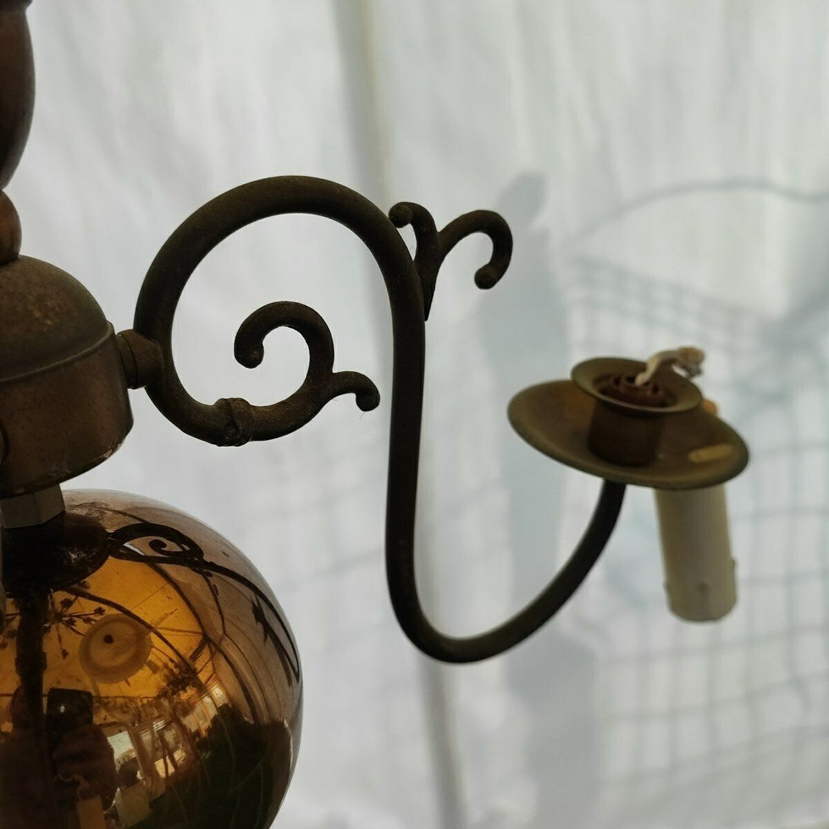 Vintage Brass Plated Metal Chandelier photo buy