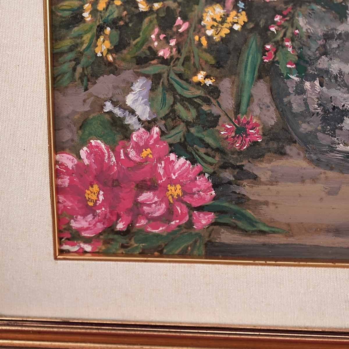 Tempera On Paper, Vase Of Flowers photo furniture
