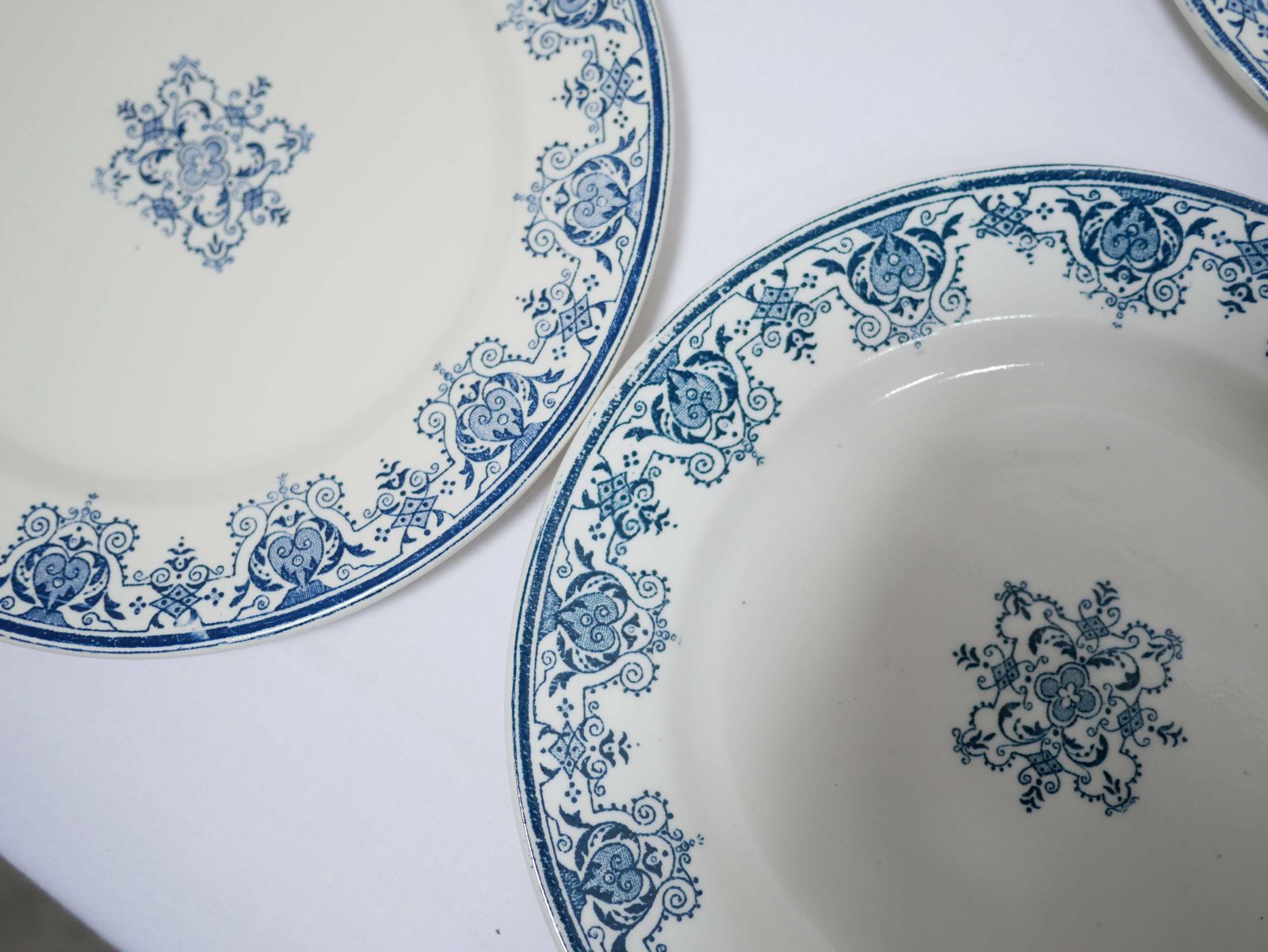 photo for sale Series Of 10 Old Terre De Fer Plates By L.G. For The Earthenware Factory Of