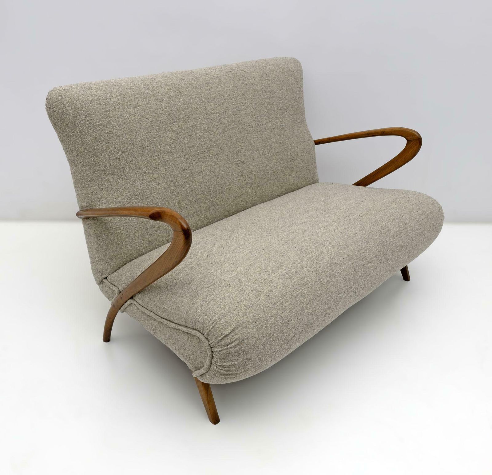 Guglielmo Ulrich Mid Century Modern Italian Bouclè Settee, 1950s photo furniture
