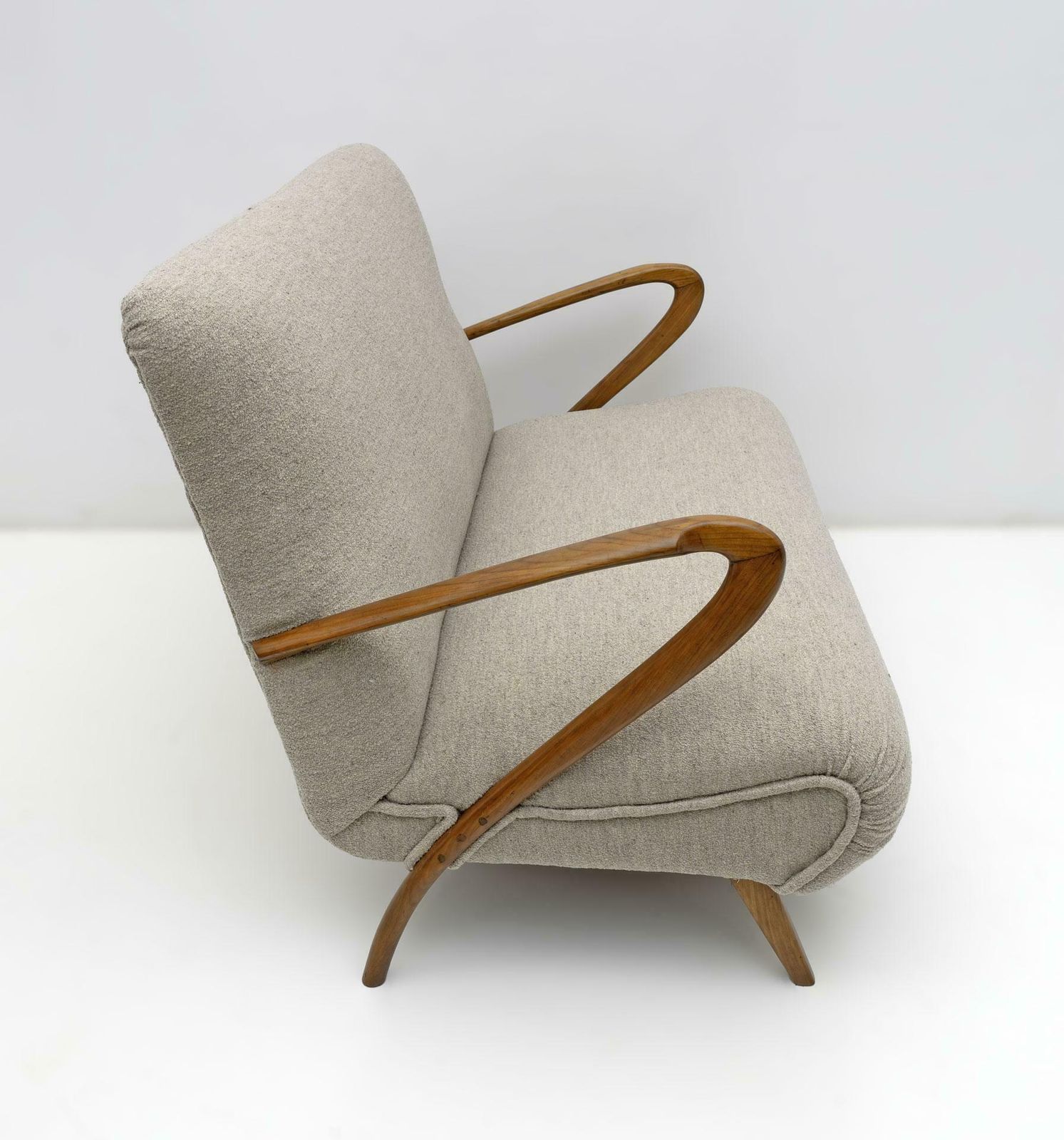 Guglielmo Ulrich Mid Century Modern Italian Bouclè Settee, 1950s photo for sale