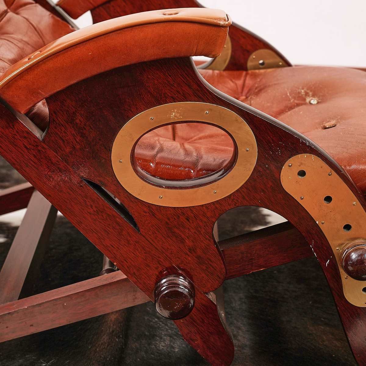 Deco Armchair In Leather And Mahogany, Marine Style photo Furniture