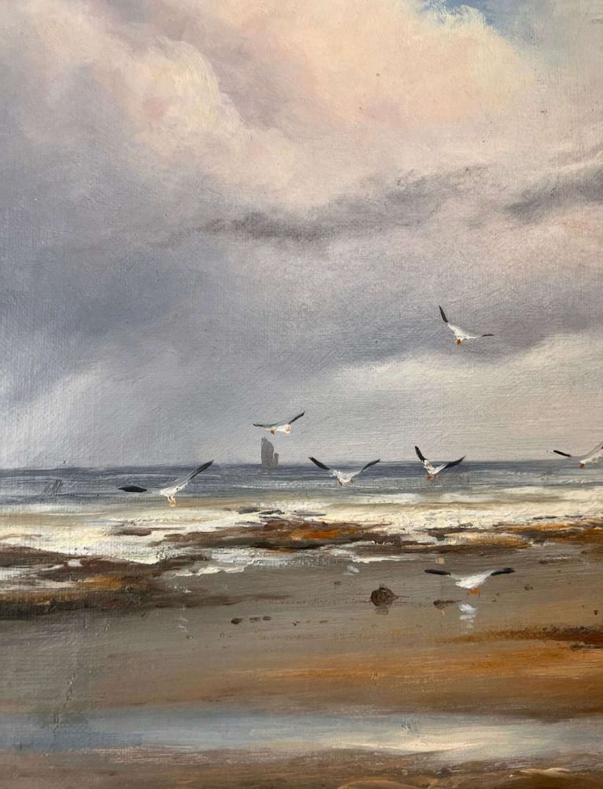 Oil On Canvas Of The North West British Coast, “The Shipwreck” By Joseph Eaman, 1895 photo for sale