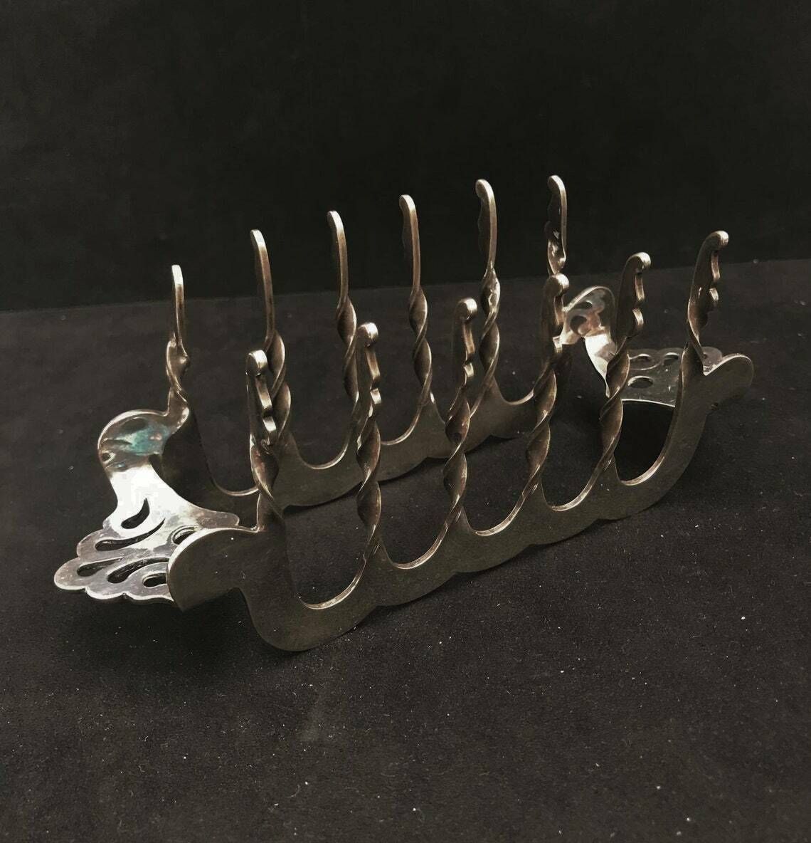 Antique Toast Rack Holder 5 Slices Silver Plated Ship Nordic Shaped Breakfast English Victorian Wedding Gift Hostess Gift