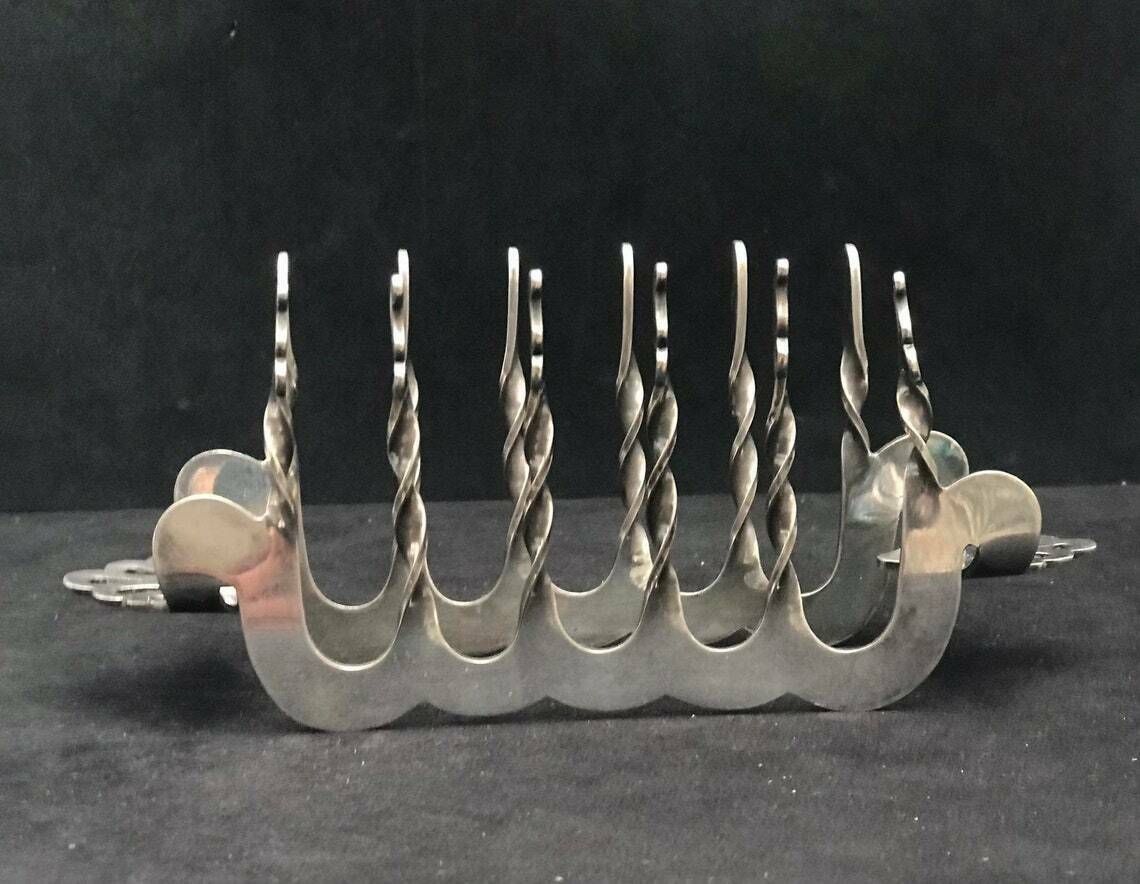 Antique Toast Rack Holder 5 Slices Silver Plated Ship Nordic Shaped Breakfast English Victorian Wedding Gift Hostess Gift photo furniture